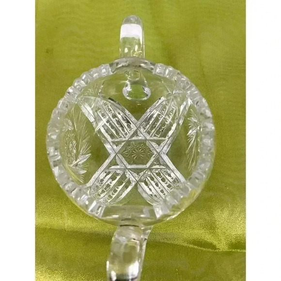 VTG American Brilliant Crystal Sugar Bowl Clear Cut Glass HEAVY Sawtooth - Picture 14 of 16